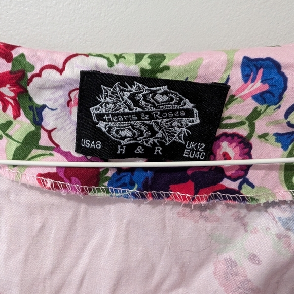 Hearts & Roses Pink Trad Wife Floral Dress - US 8 - Picture 4 of 6